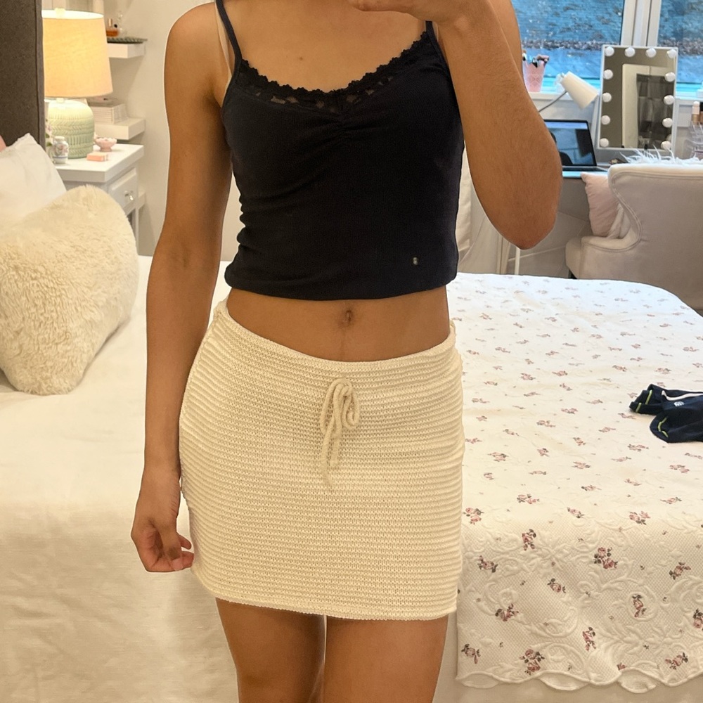 Brooklinen Cream Ribbed Mini Skirt Resort Wear
